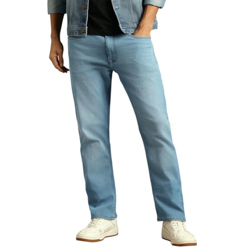 Louis Philippe Men's Regular Fit Stretch Fabric for Comfort Premium Wash Aesthetic Authentic Twill and Durable Jeans