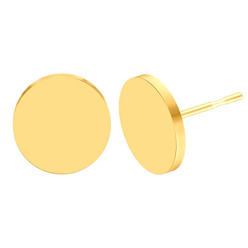 BEADNOVA Stud Earrings Flat Circle Piercing Earrings Gold Dot Earrings Post Earrings for Women Men (10mm)