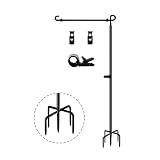 Funtife Outdoor Garden Flag Stand Holder Pole 49 inch Tall with 5 Prong Base, Metal Flagpole Kit yar