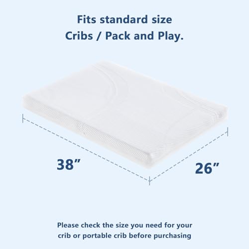 image for Ustenroya Pack and Play Mattress 38x26 inch Portable Crib Mattress for