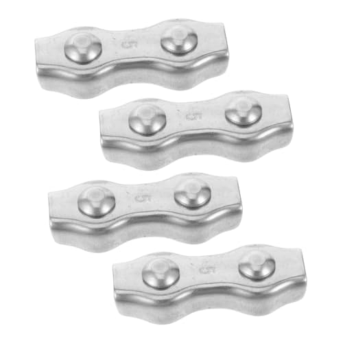 Abaodam 4pcs 304 Stainless Steel Cable Clamps for Wire Rope Connections Double Cable Clip for Garden and Agricultural Use Sturdy and Weather-Resistant Design
