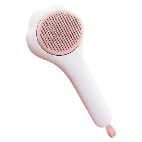 Cepillo para perros | Cepillo para mascotas con botón de liberación en forma de pata de gato, peines de dientes curvados, suministros de aseo para mascotas, herramienta de pelo corto y largo para