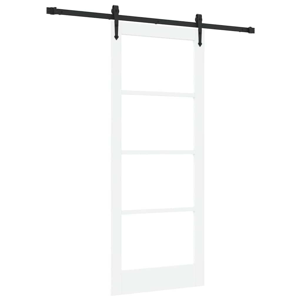 vidaXL Drzwi przesuwne 83 x 202 cm Lite drewno sosnowe i szkło Biały