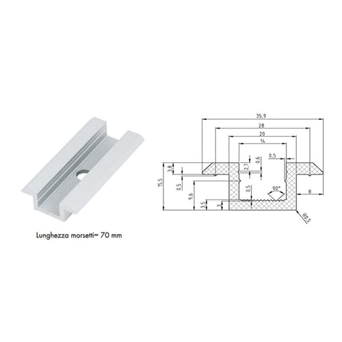 Kit struttura di montaggio sopra tegola per pannelli fotovoltaici con vite doppio filetto (7 pannelli)