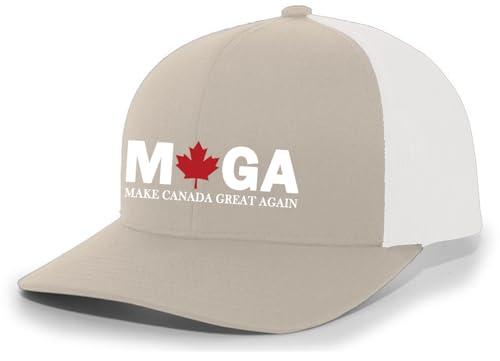 Trenz Shirt Company MCGA Make Canada Great Again Embroidered Mesh Back Trucker Hat, Khaki/White