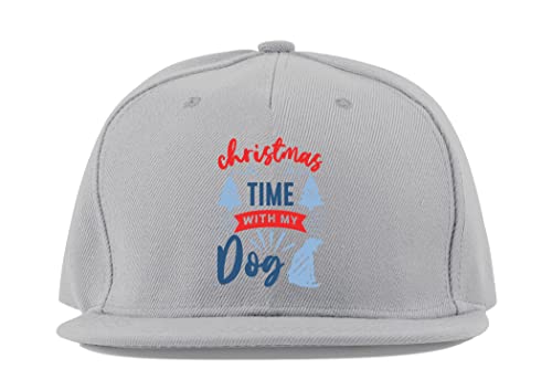Casquette de baseball unisexe Christmas Time with My Dog en coton gris à visière plate