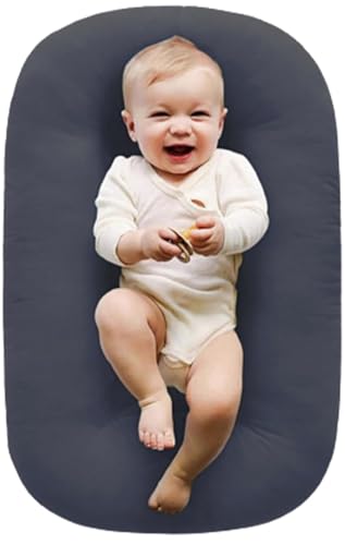 Image of Jeeeun Baby Lounger, Baby Daytime Activity Lounger, Baby Lounger Pillow for Baby, Snuggle Organic Lounger for Floor Play & Relaxation (Grey,93x45cm/36.6x17.7in)