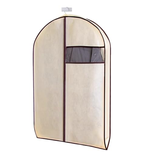 ジッパー付きガーメントカバー パック 衣類用衣類用バッグ 透明窓付き衣類カバー ダウンジャケット 厚手の衣類に最適 洋服カバー 服 カバー コートカバー ドレスカバー ホコリよけカバー 衣装バッグ (Beige,60x10x120cm/24x4inx51i