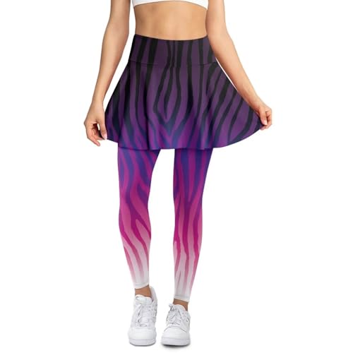 Women's Yoga Tennis Leggings with Skirt Comfortable Elastic Gym Running Skirted Leggings Stylish Athletic Skorts