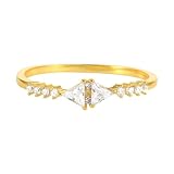 Anillos de mujer, anillos de compromiso redondos con moissanita en forma de triángulo blanco oro amarillo 9 K/14 K, 17, Oro amarillo de 14 quilates, Moissanita