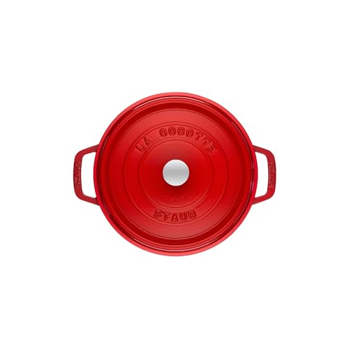 Image of STAUB Cast Iron Dutch Oven 5.5-qt Round Cocotte, Made in France, Serves 5-6, Cherry