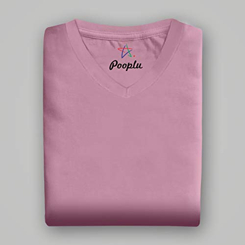 Image of Pooplu Women's Regular Fit Premium Plain 100% Cotton V Neck Half Sleeves, Casual Plain Pootlu Tees and Tshirts.