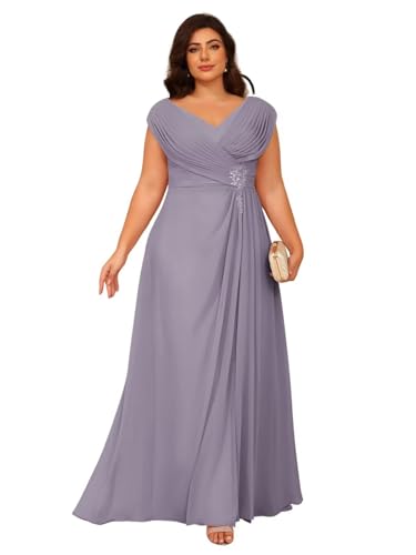 Image of Clothfun Simple V Neck Mother of The Bride Dresses Lace Appliques Chiffon Sleeveless Mother of The Groom Dress CYN014