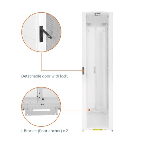 Image of Tecmojo 52U Server Rack Cabinet - PRE-Assembled 24inch Width 43inch Depth IT Network Equipment Cabinet Rack Enclosure with Casters - 3000lbs Weight Capacity(06White)