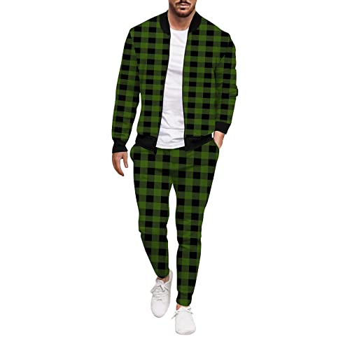 Veste et pantalon à carreaux homme vert XL | Costume de détente 2 pièces