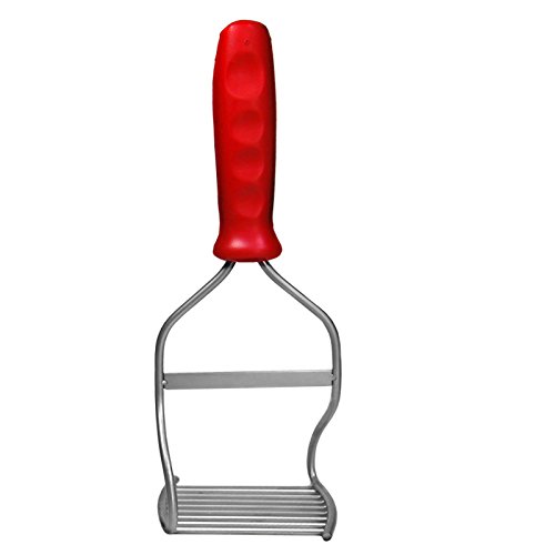 Kitchen Innovations Diamond Series Masher - World's Best Handheld Masher and Blender - Stainless Steel Blades with Ergonomic Rubber Handle - Red