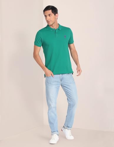 Image of U.S. Polo ASSN. Men's Cotton Slim Fit Solid Polo Shirt