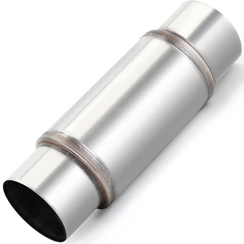 LCGP 5 Inlet Diesel Exhaust Muffler 5 Inlet & Outlet 5 x 10.5 Body 17.3 Whole Length Universal Resonator Straight Through Design Stainless Steel Mufflers Resonator