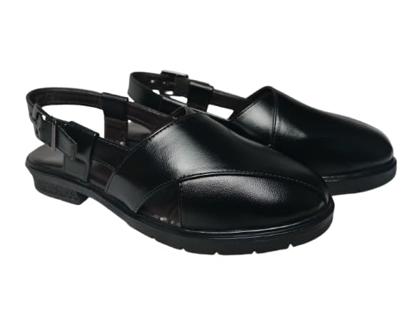 HYBRID Men's Synthetic Leather Closed-Toe Slingback Sandals | Adjustable Back Strap Casual Sandals with Cushioned Sole for Daily and Office Use-image-25