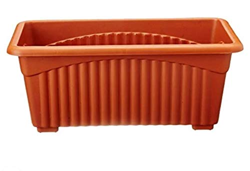 Shree Parshva Rectangular Plastic Planter Pack of 4 (14cm×35cm×18cm - Brown) (B091KDZV4V) Amazon Price History, Amazon Price Tracker