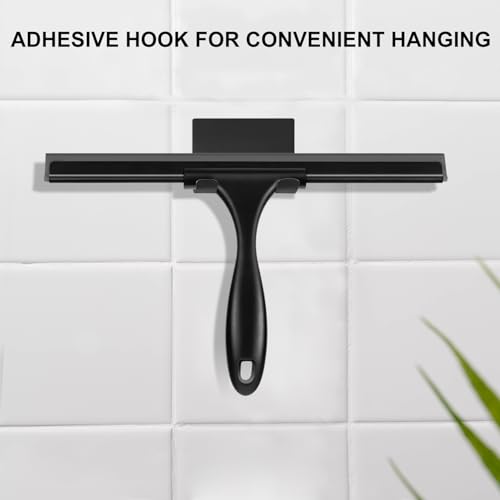Image of SetSail Squeegee for Shower Glass Door All-Purpose Shower Squeegee for Glass Doors Black Window Squeegee with Hook for Car Window Cleaning 12 Inch, Black