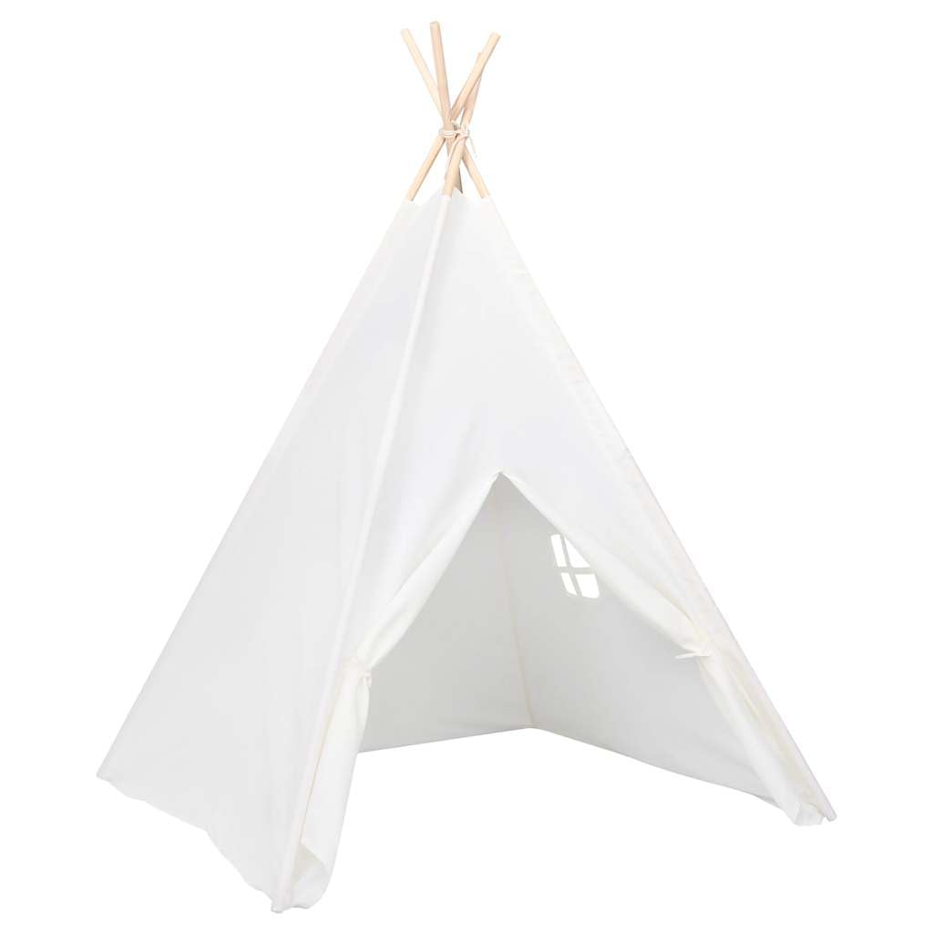 Kinder Tipi-Zelt mit Tasche 120x120x150 cm Pfirsichhaut Weiß Spielzelt für Kinderzimmer Garten Outdoor Indianerzelt Spielhaus mit Fenster und Tragetasche