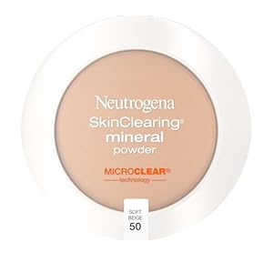 Neutrogena SkinClearing Mineral Acne-Concealing Pressed Powder Compact, Shine-Free & Oil-Absorbing Makeup with Salicylic Acid to Cover, Treat & Prevent Breakouts, Soft Beige 50,.38 oz
