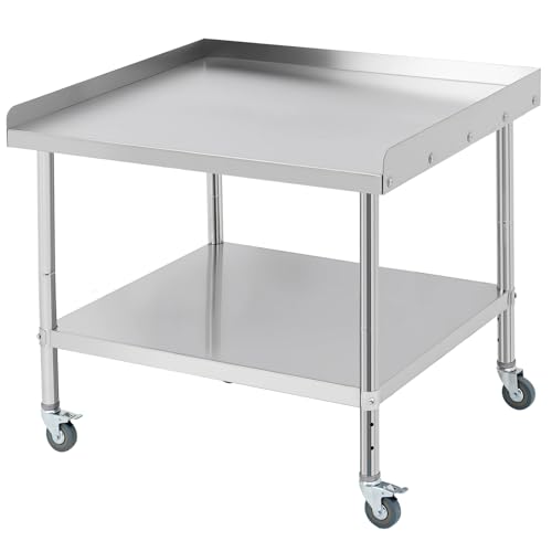 Image of Equipment Grill Stand Table 36x30x30 Inch Stainless Steel NSF Certified 400 Lbs Capacity with Adjustable Legs, 2 inch Edge Baffle, for Hotel, Home, Commercial Restaurant Kitchen