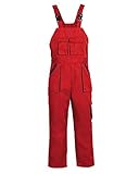 Mens Work Overalls Work Dungarees Bib & Brace Coveralls Workwear with Multi-Pocket Red-S