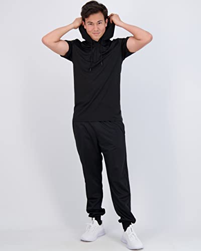Real Essentials 3 Pack: Men's Dry Fit Short Sleeve Active Athletic Hoodie Pullover Sweatshirt (Available in Big & Tall)