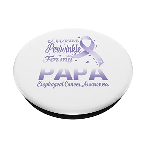 I Wear Periwinkle For My Papa Esophageal Cancer Awareness PopSockets Swappable PopGrip, Black - Image 2