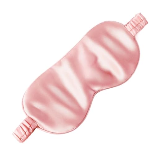 MSGWTAPL 100% マルベリーシルク製スリープマスク - 男女兼用、完全な暗闇のためのエラスティックバンド付きスリープマスク、旅行や休息、オフィス用,ピンク,20*9cm