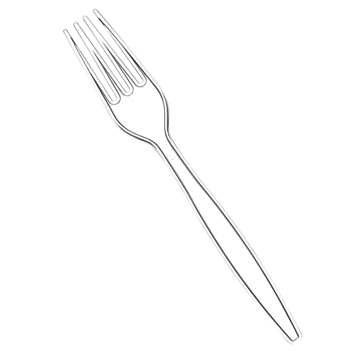 [100 Pack] Heavy Duty Disposable Basic Plastic Forks - Clear #TOP1