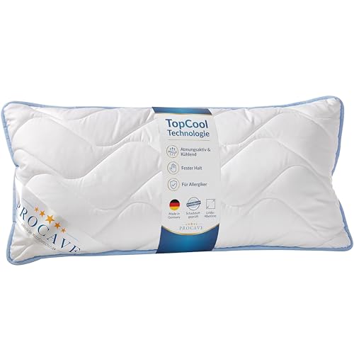 PROCAVE TopCoolKissen Kochfest 40x80 cm, Qualitäts-Stepp-Kissen, atmungsaktiv für Allergiker, Winter- und Sommerkissen 100% aus Deutschland
