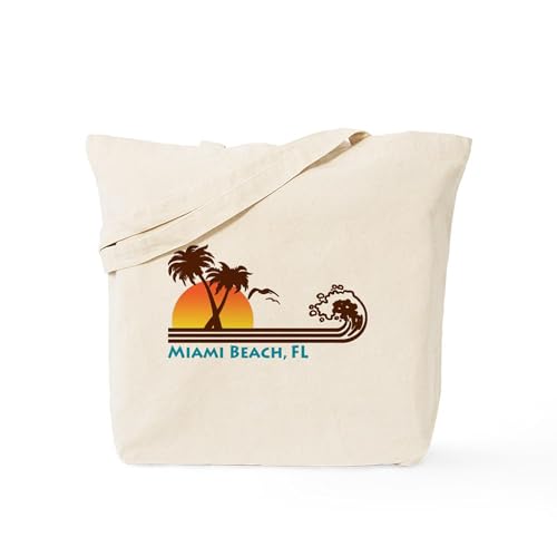 CafePress Miami Beach FL Tote Bag Reusable Natural Beige Canvas Shopping Bag