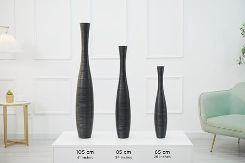 Image of Leewadee Decorative 41 inches Tall Floor Vase for Living Room Home Decor, Black, Resin