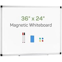 Zibbizo Magnetic Dry Erase White Board 36" x 24" for Home, School, Office, Sliver Aluminium Frame