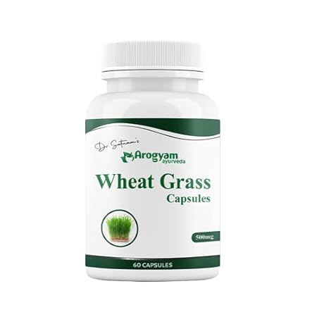 AROGYAM Wheatgrass Capsules 500mg, Thinopyrum intermedium Tablets, Wheatgrass Extracts For Men And Women (60 Capsules)