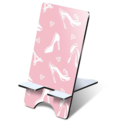 Destination Vinyl Ltd 1 x 3mm MDF Mobile Phone Stand - Pink High Heels Paris Shopping Wooden Stand Holder for Mobile Phone, Smartphone #24558