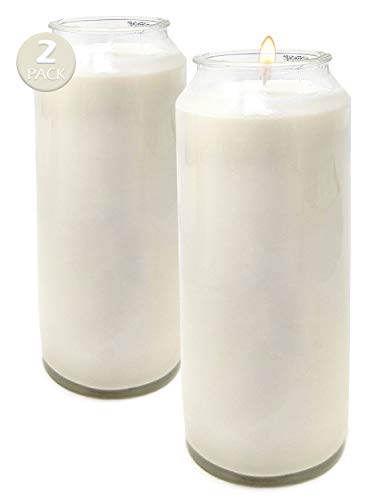 Hyoola 9 Day White Prayer Candle In Glass Jar- 2 Pack - Memory Candle For Religious, Memorial, Vigil And Emergency - 100% Vegetable Oil Wax #TOP23