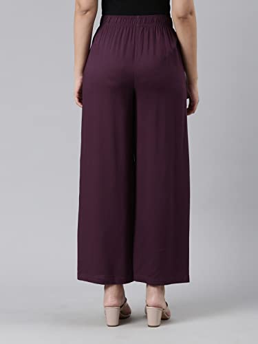 Image of GO COLORS Soft Viscose Basic Palazzo Full Length for Women| Breathable, Mid Rise, Relaxed Fit