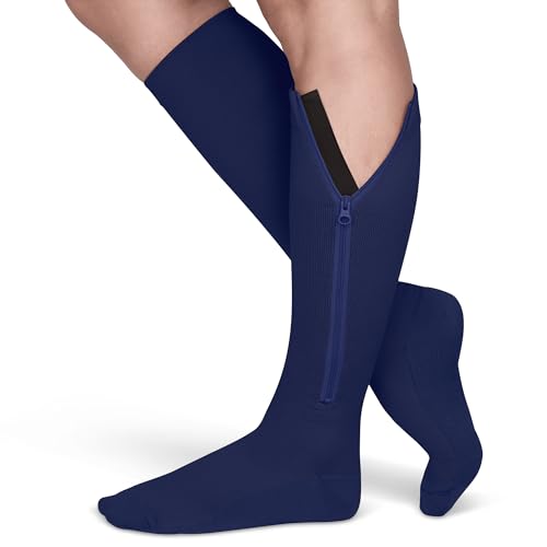 Image of TheraMagic Zipper Compression Socks for Men & Women, 20-30mmHg Closed Toe Graduated Zippered Compression Stocking