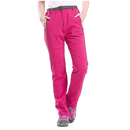 Generisch Elegantes pantalones de chándal para mujer, forrados, softshell, pantalones funcionales, pantalones de montaña, pantalones de trekking, impermeables + transpirables + cálidos + elásticos