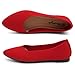 Herstyle Delancy Women’s Pointed Toe Flats Knit Ballet Flat Shoes Slip-On Dressy Flats Comfortable Foldable Ballerina Shoes for Daily Wear Work Office and Party, RedKN, Size 11.0