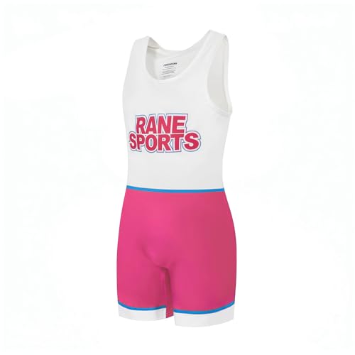 Rane Sports Combinaison de Lutte pour Hommes Collants de Fitness Moulants sans Manches Combinaison d'haltérophilie Blanc et Rose M
