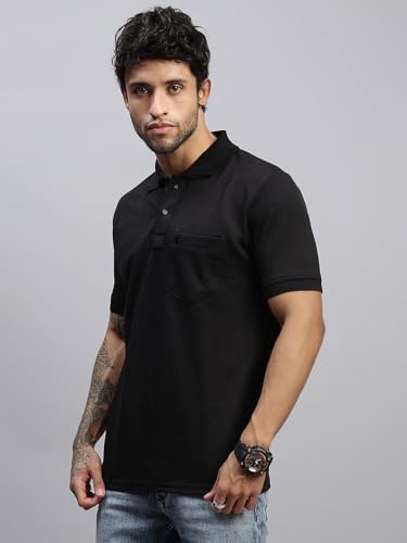 Image of Lux Nitro Men's Polo T-Shirt with Pocket | Cotton Rich Brasso Jacquard | Modern Relaxed Fit | Casual & Smart Wear