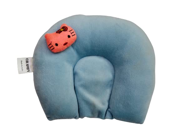 Grapify New Born Baby Pillow for 6 Months Baby with Rai Seeds (0-6 Months) (Blue)