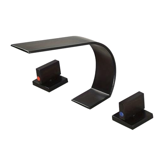Rubinetto miscelatore a cascata a 3 fori, in ottone cromato, con 2 maniglie, per bagni moderni, design elegante e facile installazione