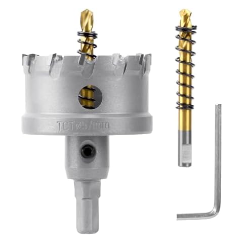 Carbide Hole Saw for Metal - Tungsten Carbide Tipped 2-1/4" Inch(57mm) Hole Cutter with Pilot Drill Bits for Stainless Steel, Iron, Copper, Brass - Heave Duty Hole Saw for High Precision Cutting Cover