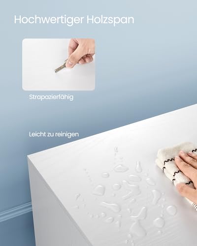 VASAGLE TV-Schrank, Fernsehtisch mit 2 Türen, 140 cm lang, TV-Regal für Fernseher bis zu 60 Zoll, verstellbare Ablagen, für Wohnzimmer, Esszimmer, Schlafzimmer, weiß LTV027T46